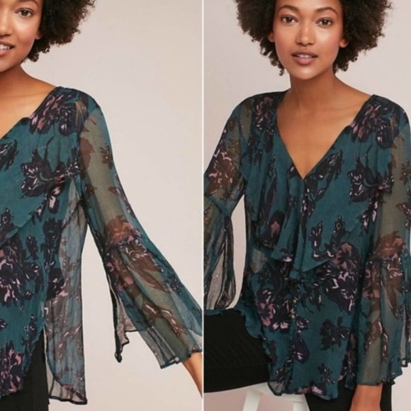 Anthropologie Featherbone Femme Ruffled Blouse - Picture 2 of 13